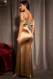 Khaki Sparkly Cold Shoulder Prom Kjole med slids