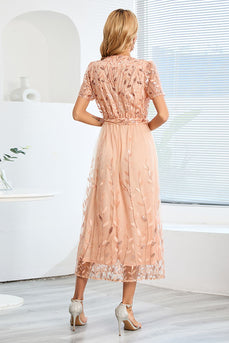 A-Line Blush afslappet kjole med korte ærmer