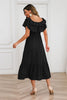 Indlæs billede til gallerivisning A-Line Off The Shoulder Black Casual Dress med flæser