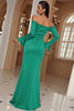 Indlæs billede til gallerivisning Off The Shoulder Green Long Prom Dress med slids