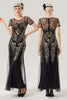 Indlæs billede til gallerivisning Pailletter lang kjole fra 1920&#39;erne med korte ærmer