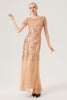 Indlæs billede til gallerivisning Pailletter lang kjole fra 1920&#39;erne med korte ærmer