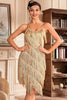 Indlæs billede til gallerivisning Grå spaghetti stropper frynsede brølende 20&#39;er stor gatsby kjole