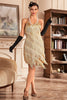 Indlæs billede til gallerivisning Kongeblå spaghettistropper med frynser brølende 20&#39;er stor Gatsby-kjole