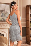 Golden Spaghetti Straps Fringed Brølende 20'er Great Gatsby kjole