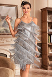 Golden Spaghetti Straps Fringed Brølende 20'er Great Gatsby kjole