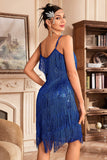 Golden Spaghetti Straps Fringed Brølende 20'er Great Gatsby kjole