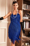 Golden Spaghetti Straps Fringed Brølende 20'er Great Gatsby kjole