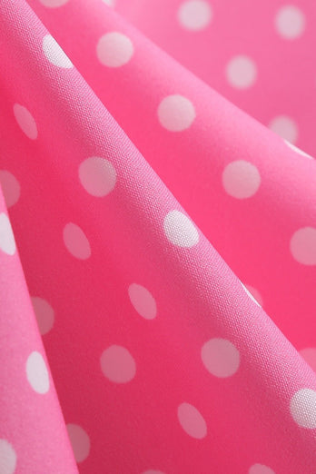 Pink Polka Dots Korte ærmer 1950'erne Kjole
