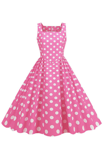 Polka Dots Pink ærmeløs kjole fra 1950'erne