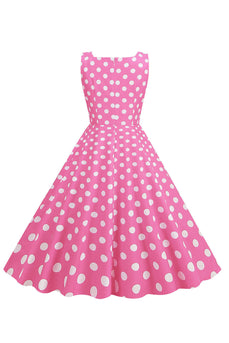 Polka Dots Pink ærmeløs kjole fra 1950'erne