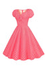 Indlæs billede til gallerivisning Lyserøde røde prikker pufærmer 1950&#39;erne kjole