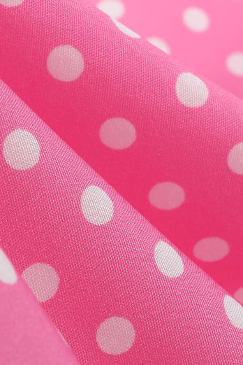 Pink Polka Dot korte ærmer Peter Pan Vintage Kjole