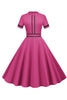 Indlæs billede til gallerivisning Fuchsia korte ærmer A Line 1950&#39;erne kjole