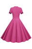 Indlæs billede til gallerivisning Fuchsia korte ærmer A Line 1950&#39;erne kjole