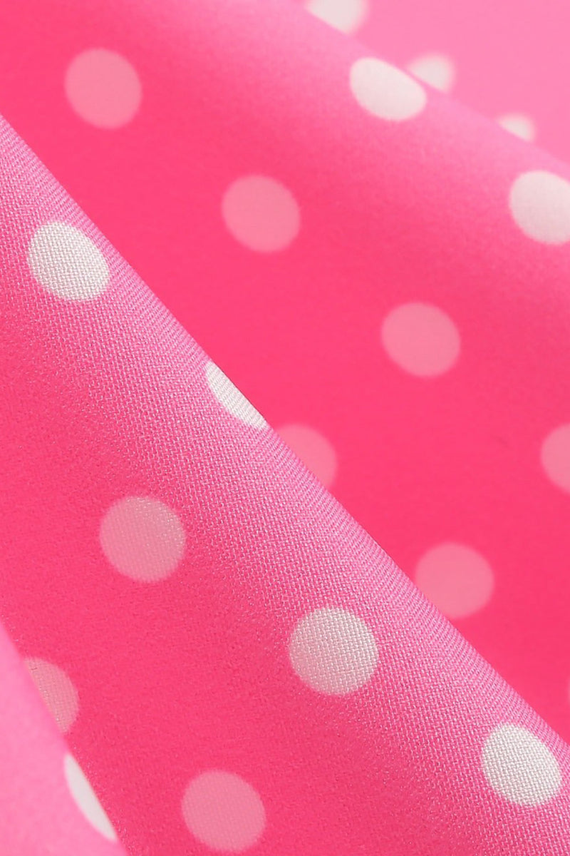 Indlæs billede til gallerivisning Polka Dots Pink Boat Neck Korte ærmer 1950&#39;erne kjole med bowknot