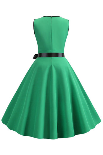 Blush ærmeløs V-hals 1950'er kjole med bowknot