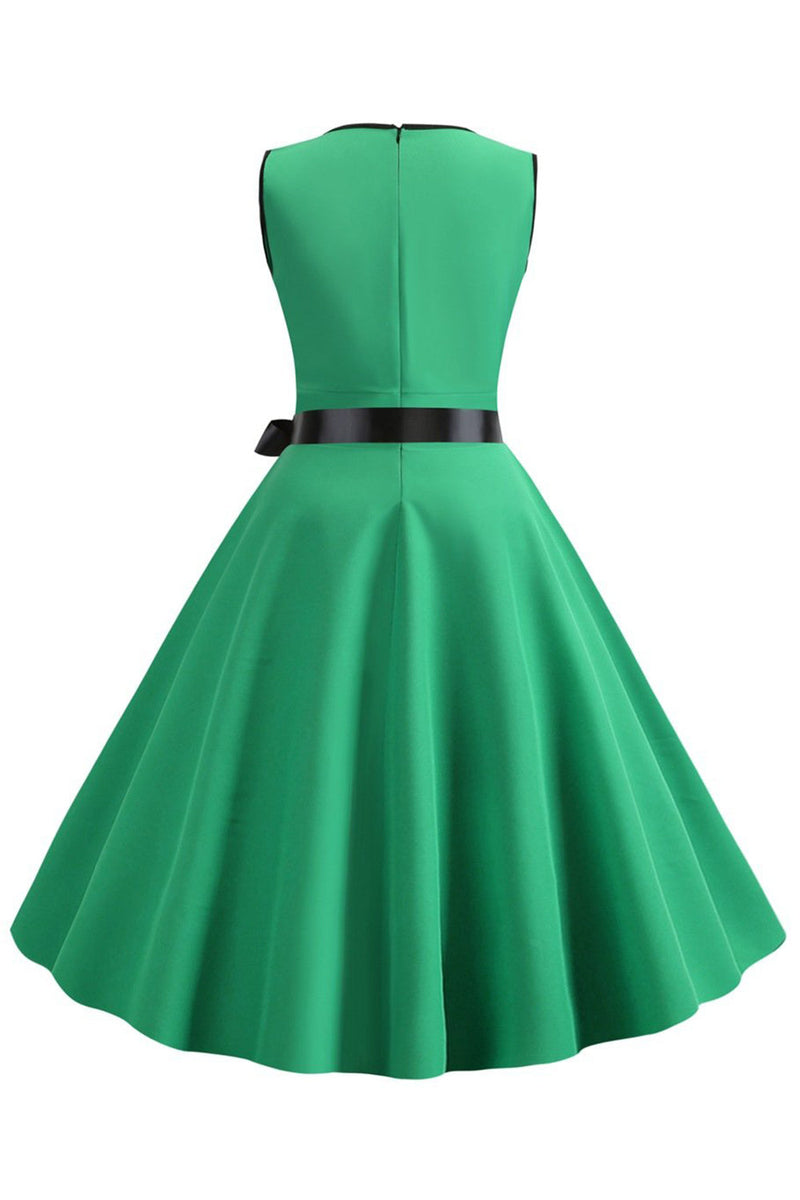 Indlæs billede til gallerivisning Blush ærmeløs V-hals 1950&#39;er kjole med bowknot