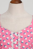 A Line Pink Polka Dots Flutter Sleeves Vintage Kjole