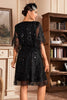 Indlæs billede til gallerivisning Batwing ærmer Sorte pailletter 1920&#39;erne kjole