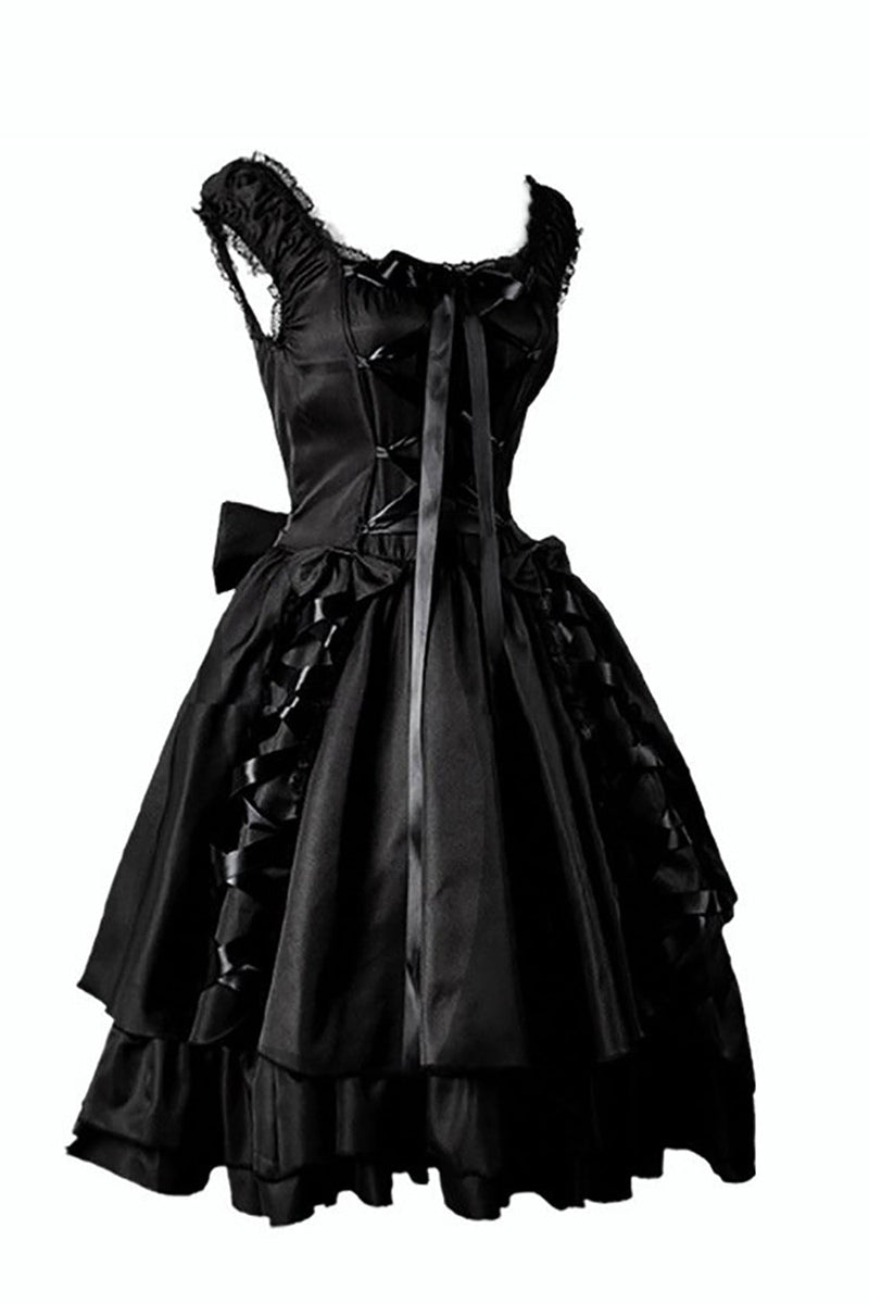 Indlæs billede til gallerivisning Halloween sort vintage kjole med blonder