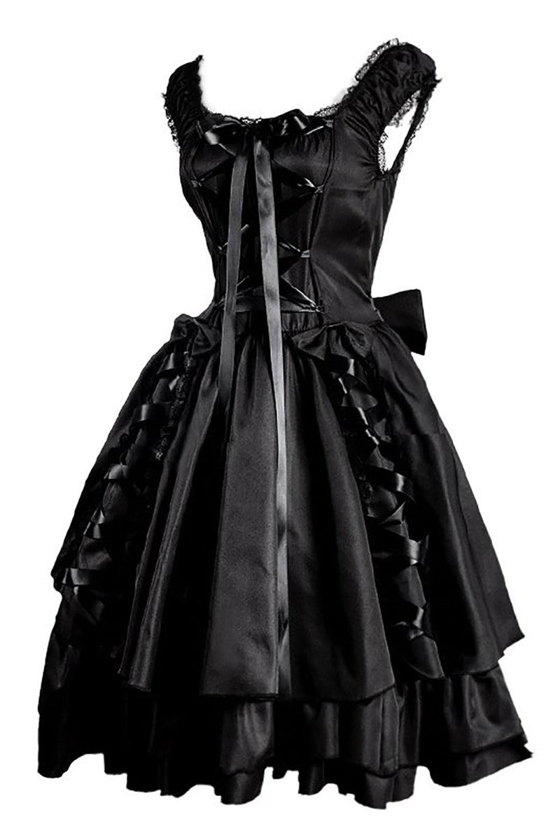 Indlæs billede til gallerivisning Halloween sort vintage kjole med blonder