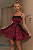 A-line Spaghetti Strap Sort Kort Party Kjole