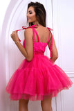 Hot Pink A Line Tulle Sød Homecoming Kjole