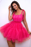 Hot Pink A Line Tulle Sød Homecoming Kjole