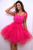 Hot Pink A Line Tulle Sød Homecoming Kjole