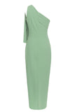 Blå One Shoulder Bodycon Lang Cocktail Kjole