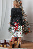 Indlæs billede til gallerivisning Juletrykt sort langærmet feriekjole