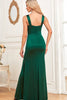 Indlæs billede til gallerivisning Mørkegrøn satin formel kjole med slids