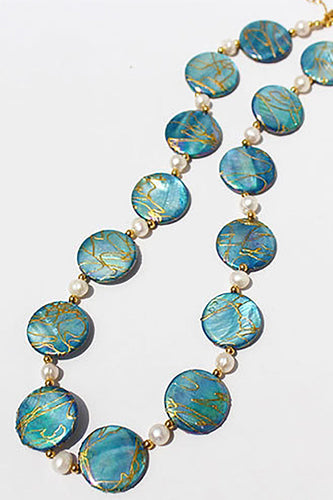 Ocean Series blå ferskvandsskal og perler halskæde