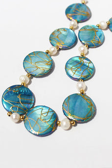 Ocean Series blå ferskvandsskal og perler halskæde