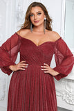 Sort A-line Off-shoulder Plus Size gallakjole