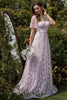 Indlæs billede til gallerivisning Lilac A line Tulle Prom Kjole med blomsterprint