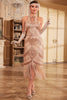 Indlæs billede til gallerivisning Champagne Glitter Halter frynser 1920&#39;erne kjole med ærmeløs