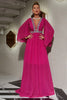 Indlæs billede til gallerivisning Hot Pink dyb V-hals formel kjole