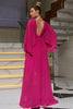 Indlæs billede til gallerivisning Hot Pink dyb V-hals formel kjole