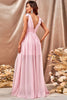Indlæs billede til gallerivisning A-Line Pink Galla Kjole med slids