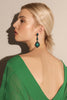 Indlæs billede til gallerivisning Mørkegrøn Rhinestone Dingle øreringe