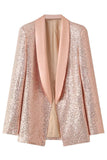 Sparkly Blush Pailletter Kvinder Prom Party Blazer