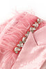 Indlæs billede til gallerivisning Glitter pink kvinder Blazer med fjer