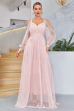 Blush Cold Shoulder Tulle Prom Dress med prikker