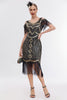Indlæs billede til gallerivisning Sort gylden kold skulder frynser 1920&#39;erne Gatsby kjole