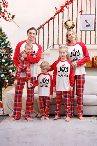 Glædelig jul Rød Plaid familie pyjamas sæt