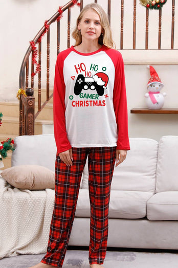 Familie Rød Plaid Glædelig jul pyjamas sæt