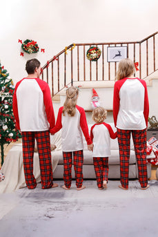 Familie Rød Plaid Glædelig jul pyjamas sæt
