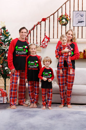 Sort & rød familie plaid matchende julepyjamas sæt